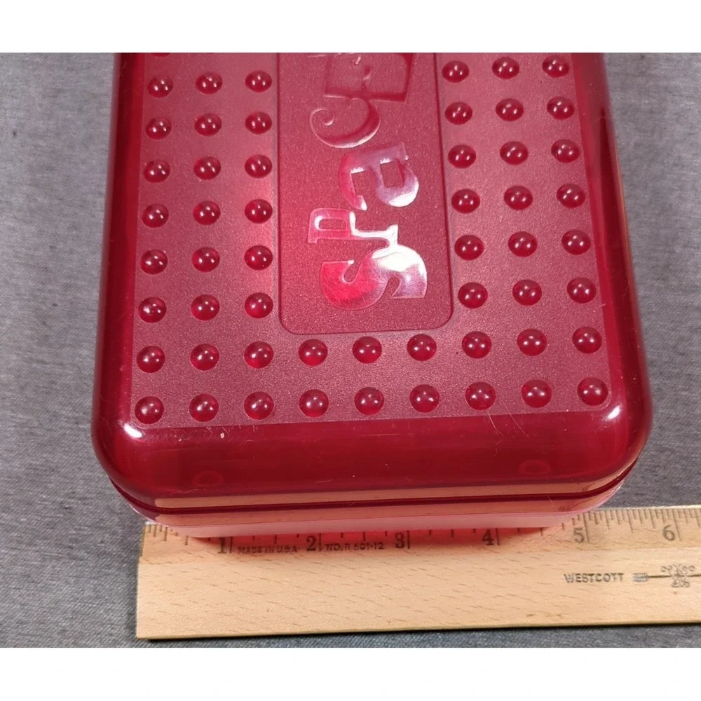 Spacemaker Vintage 1990s Plastic‎ Pencil Case Box Red Top Frosted Bottom